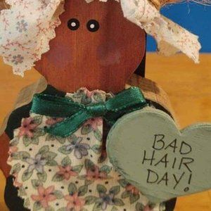 Bad Hair Day Wooden Figurine